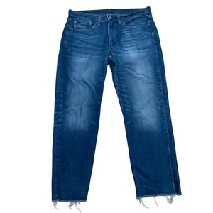 Levi Strauss 514 Jeans Men's W34‎ L32 Dark Wash Straight Leg Raw Hem